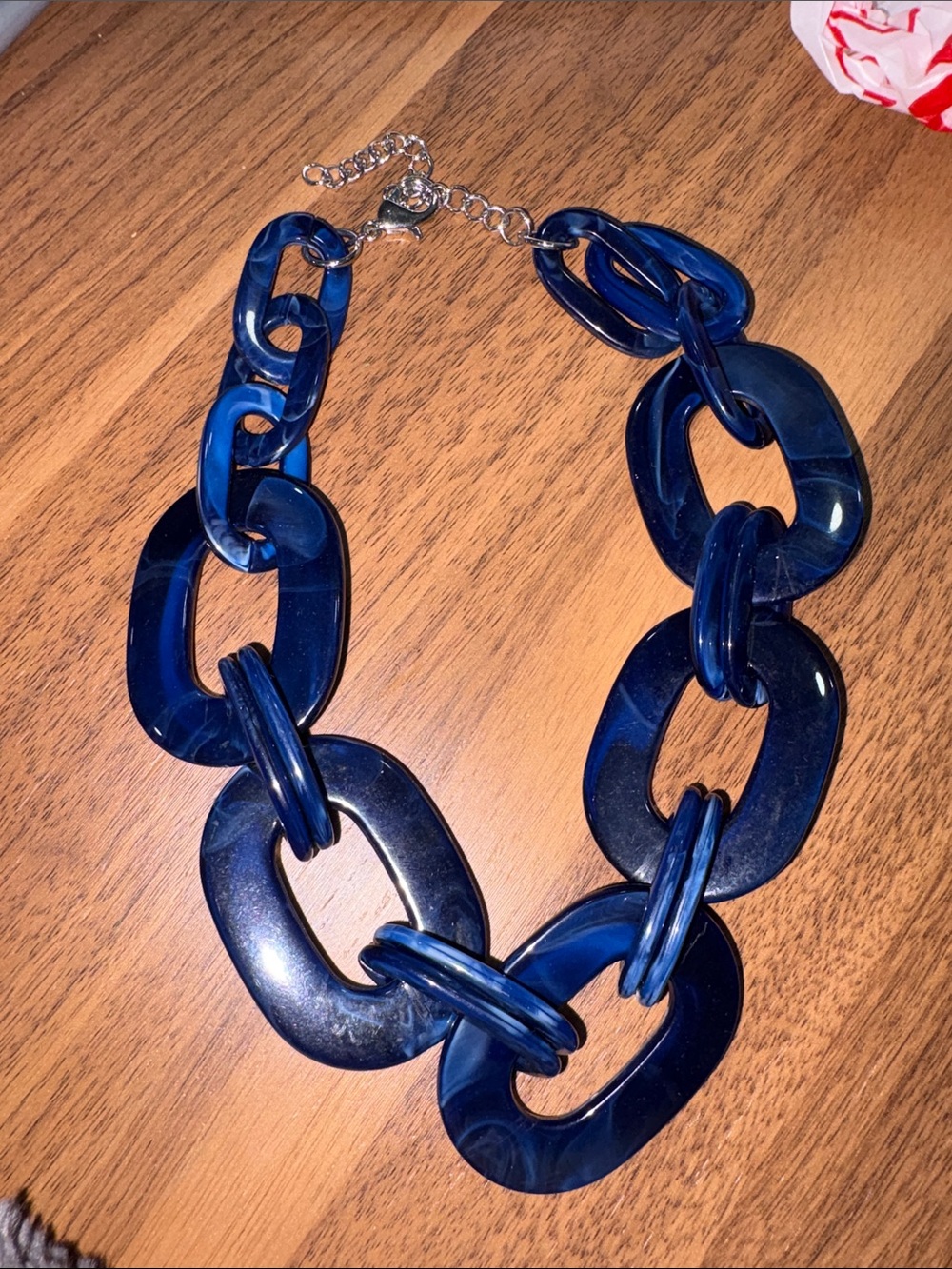 22-Bold Blue Resin Link Necklace - Women Jewelry